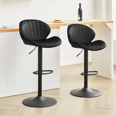 Swivel Upholstered Adjustable Height Counter Stool with Metal Frame