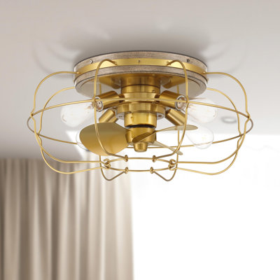 Ventilateur de plafond en cage à 3 pales 22 po avec ensemble d'éclairage inclus Evaro