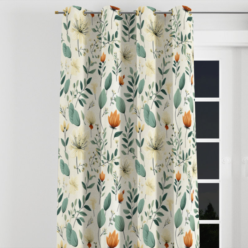Minimalist Botanicals - rideau occultant avec œillets Bohemian - 1 panneau, L 52 po x L 108 po, Œillets dorés
