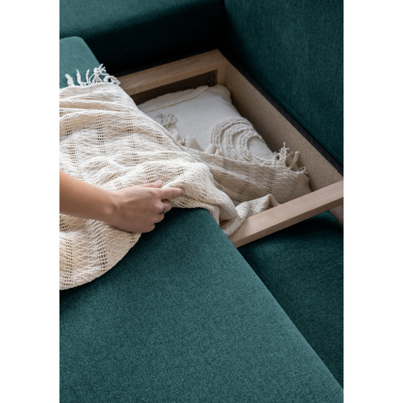 Scandic Lagom 6 Seater Sofa Bed, Turquoise, Left facing
