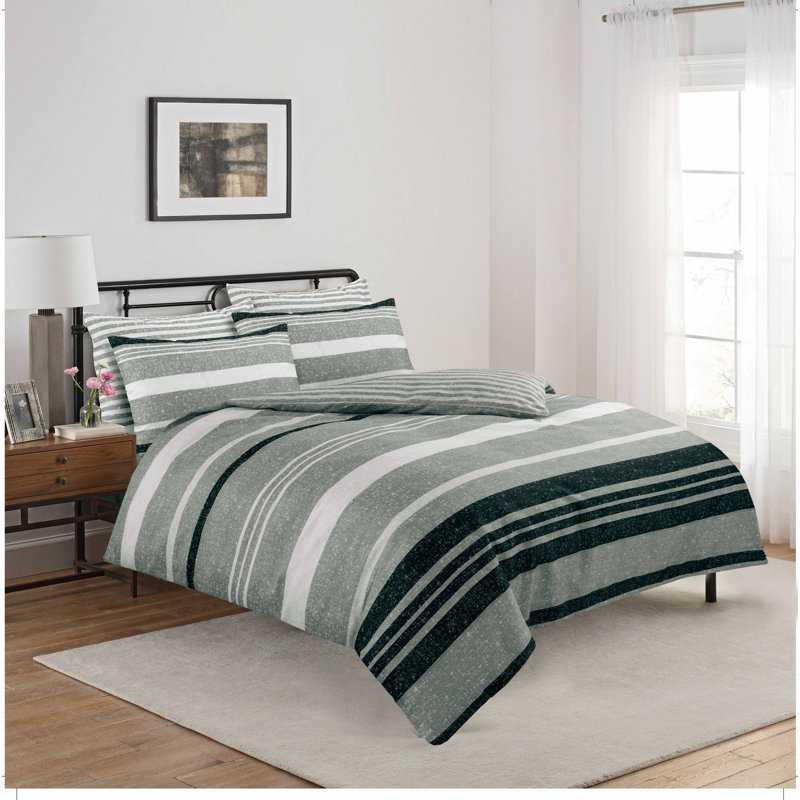 Amahni Striped Duvet Cover Set with Pillowcases, Single Duvet Cover + 1 Standard Pillowcase