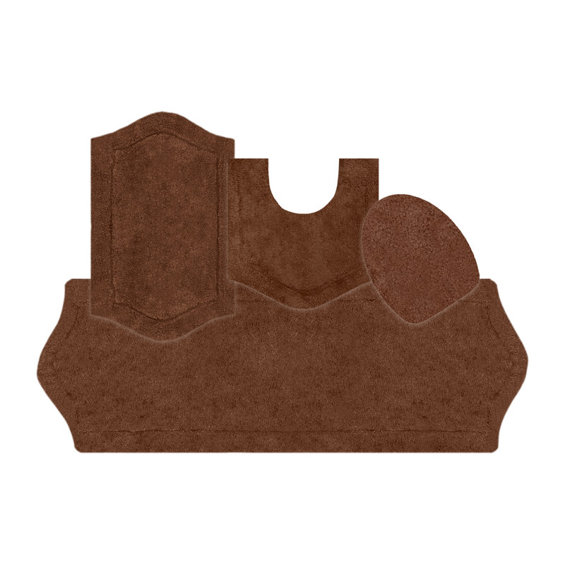Ensemble de tapis de bain 4 pièces avec couvercle Waterford, séchage rapide, tapis lavables à la machine, absorbant, Chocolat