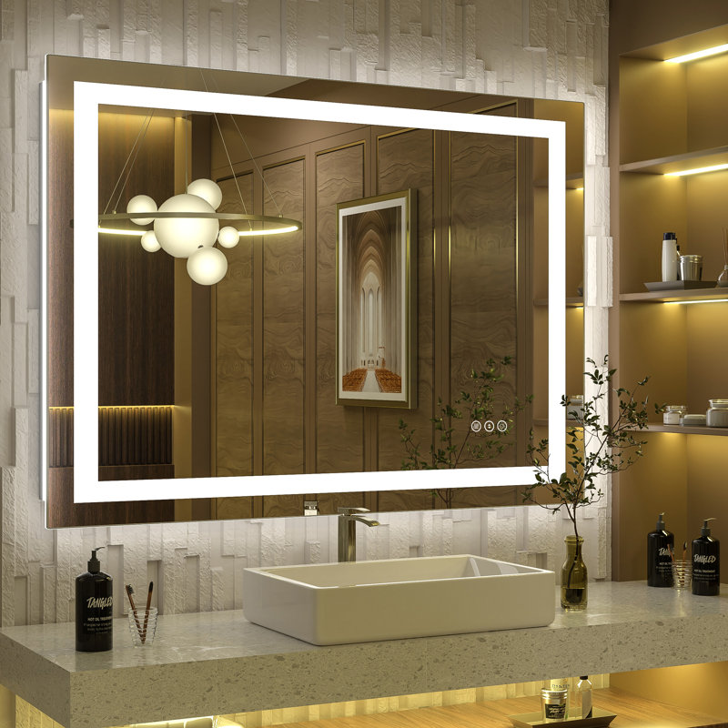 Front & Back LED Anti-Fog Tempered Glass Bathroom/Vanity Mirror - Basics by Wayfair™, 44" x 32"