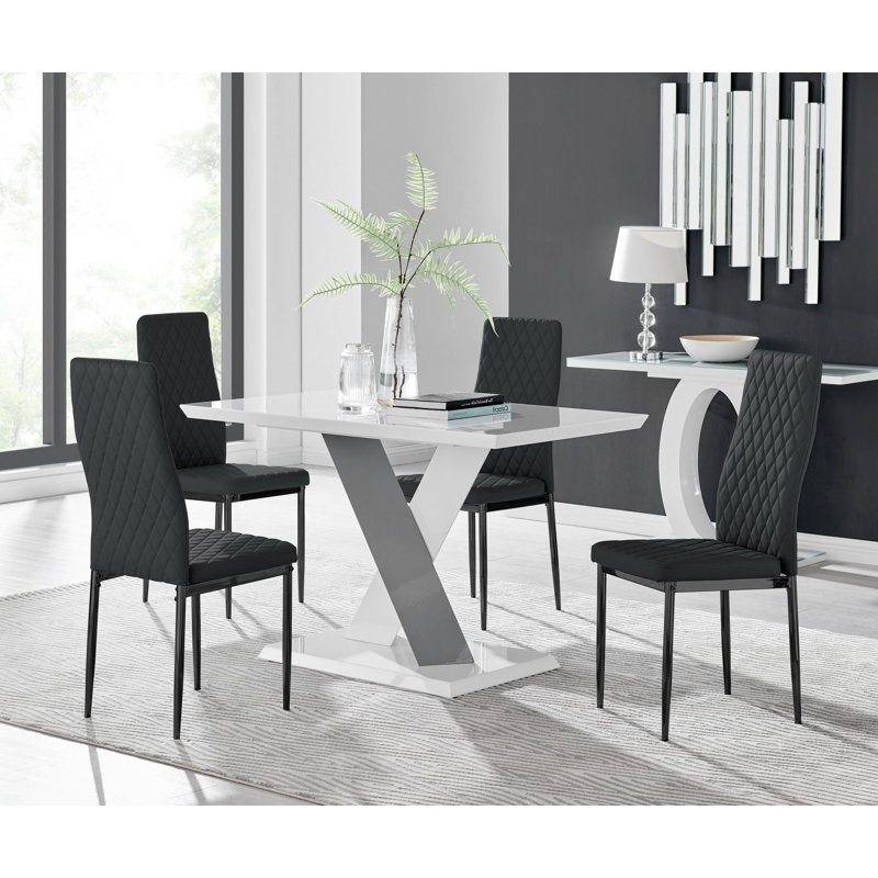 Eubanks 4 - Person Dining Set, Black
