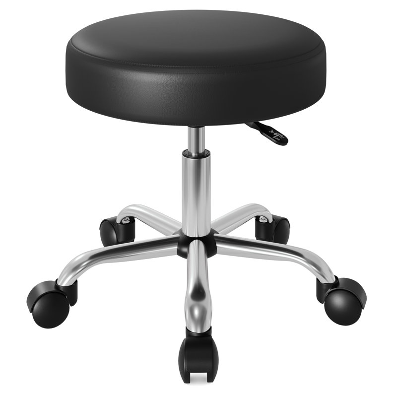 Tabouret roulant à hauteur réglable avec roulettes, Silver, Black