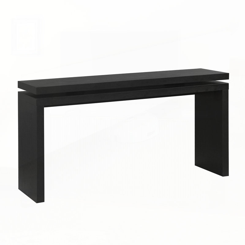 Retro Wooden Entryway Table with Double Board Suspension Design, Black