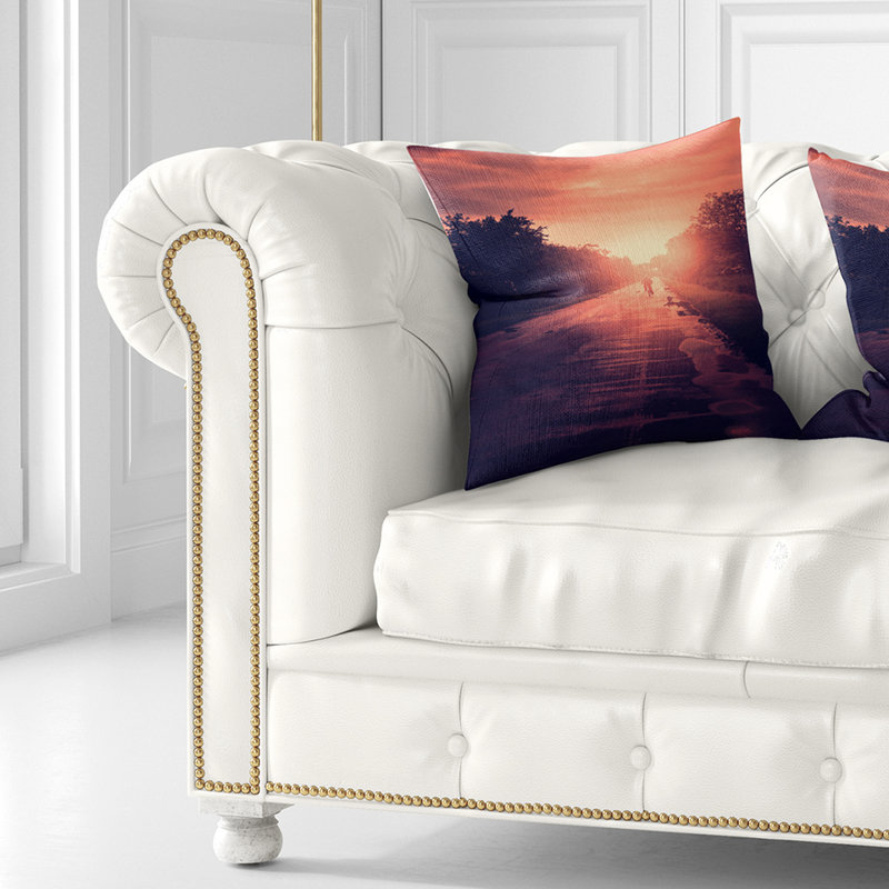 Coussin imprimé motard au coucher du soleil, 16 po x 16 po, Coussin décoratif