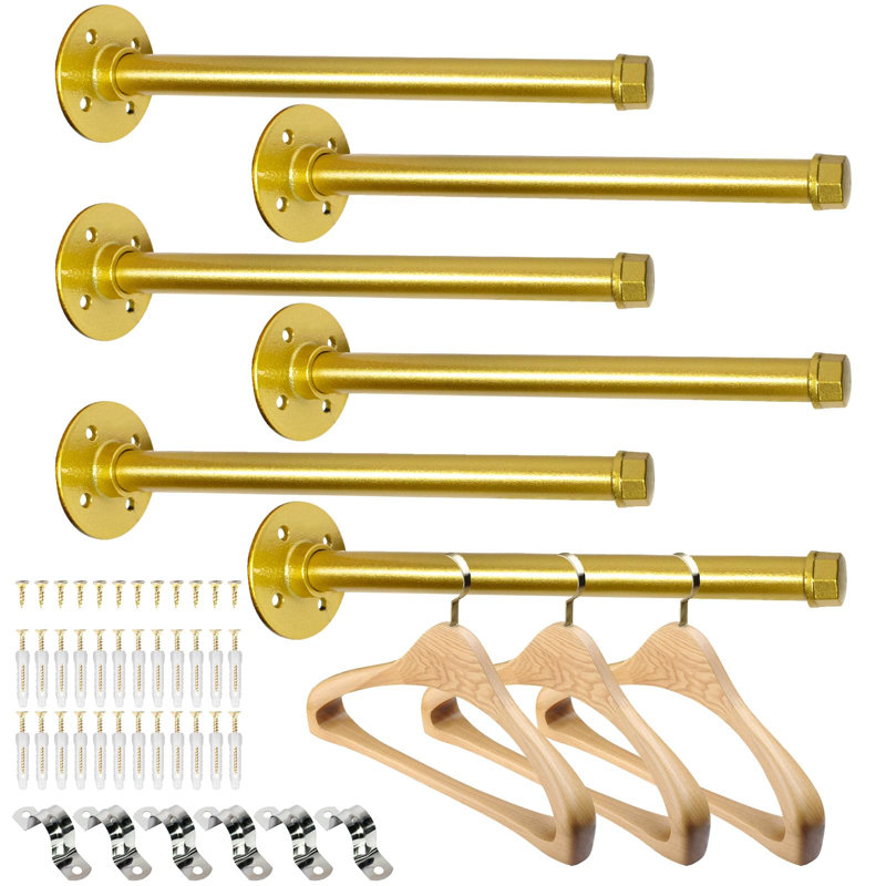 Barre à vêtements industrielle 6 pièces 6 pouces - tringle à vêtements murale