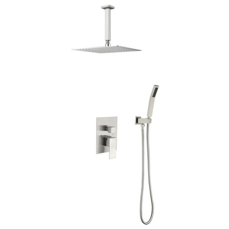 Pomme de douche au plafond avec technologie d'injection d'air et fonction autonettoyante Douche montée de 12 po: Simulation de pluie naturelle, matériaux