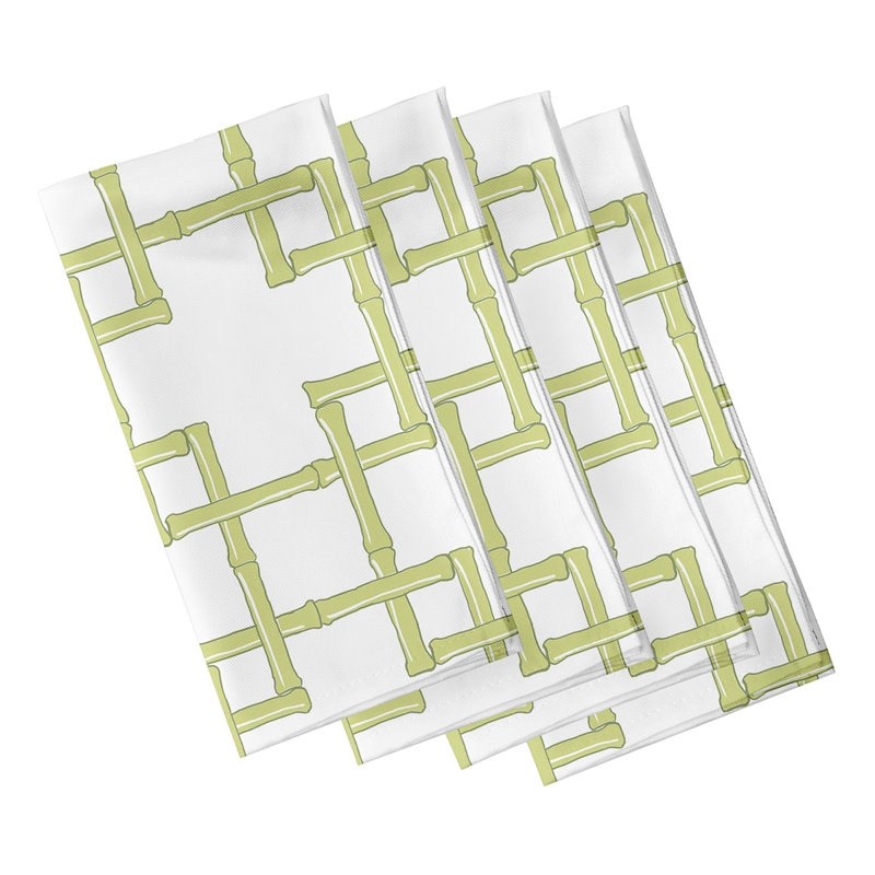 Kywan Polyester Geometric Square Napkin, Green