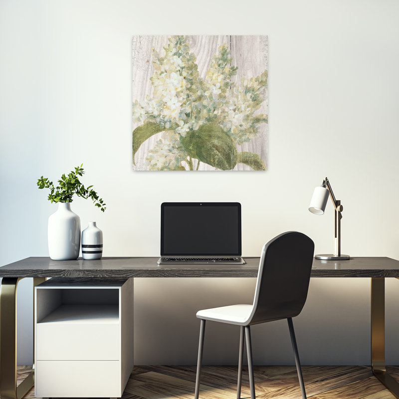 Art contemporain avec fleurs florales, H 18 po x l 18 po