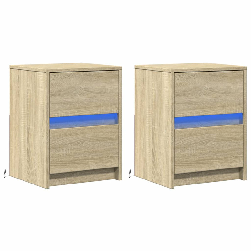 Danjela 38cm W Manufactured Wood Bedside Table, Sonoma Oak, Set of 2