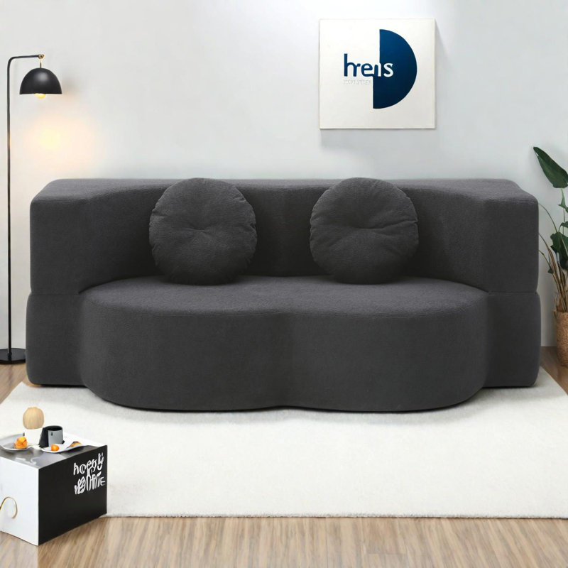 Canapé-lit 2 en 1 avec coussin, canapé-lit simple, causeuse de plancher et futon, Noir