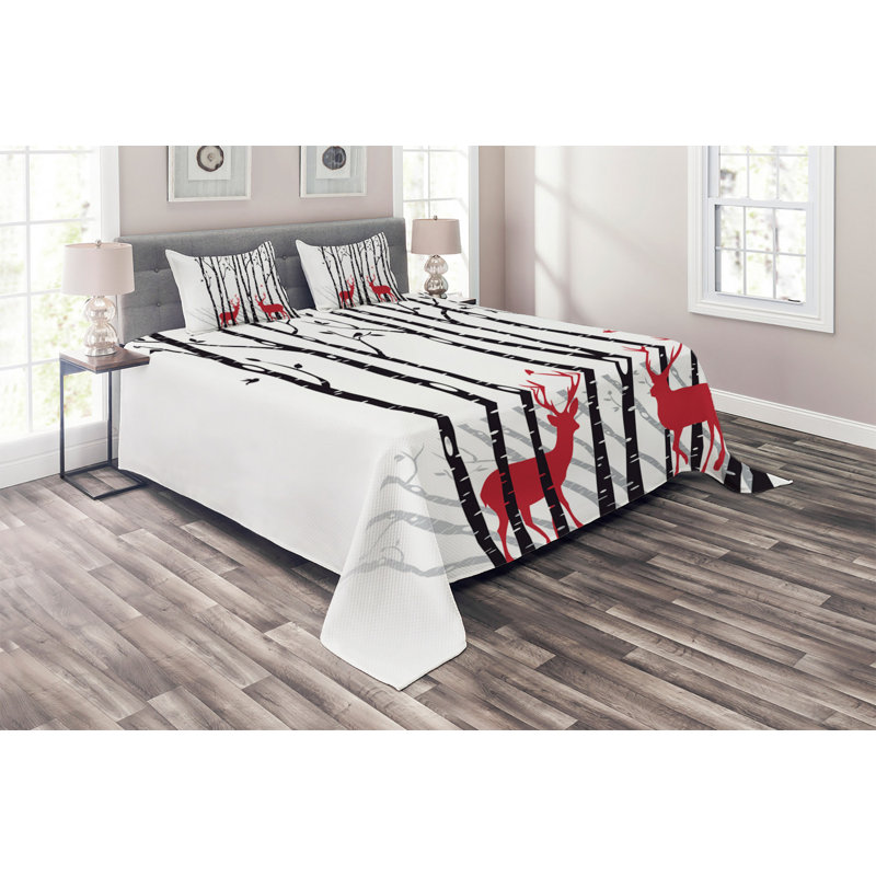 Rustic Polyester Coverlet, Queen Bedspread + 2 Shams