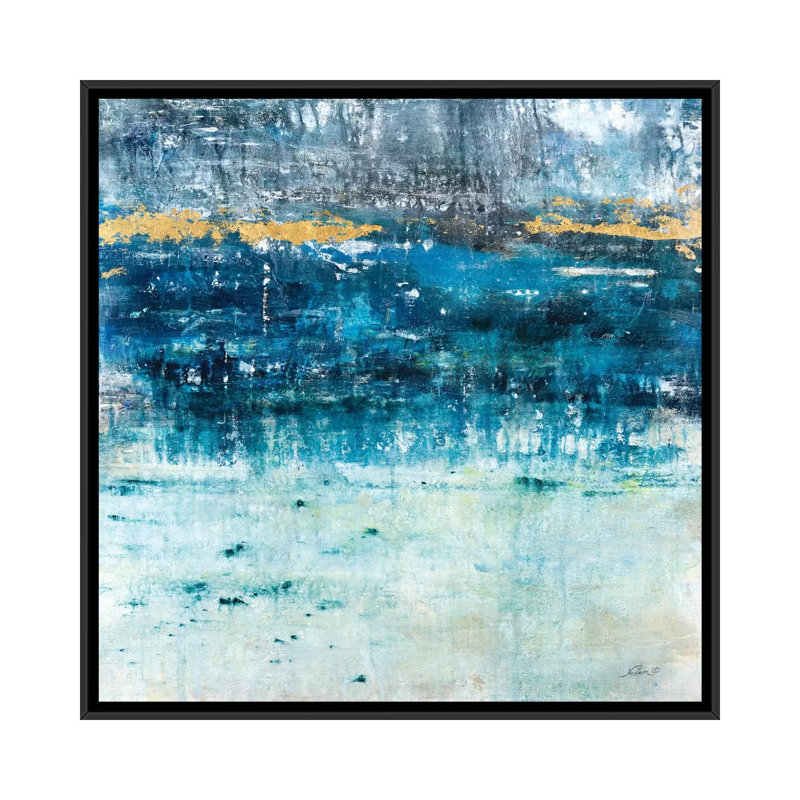 «Touch of Gold», reproduction sur toile, H 18 po x l 18 po x P 1,5 po, Toile avec cadre noir, Pas de tapis