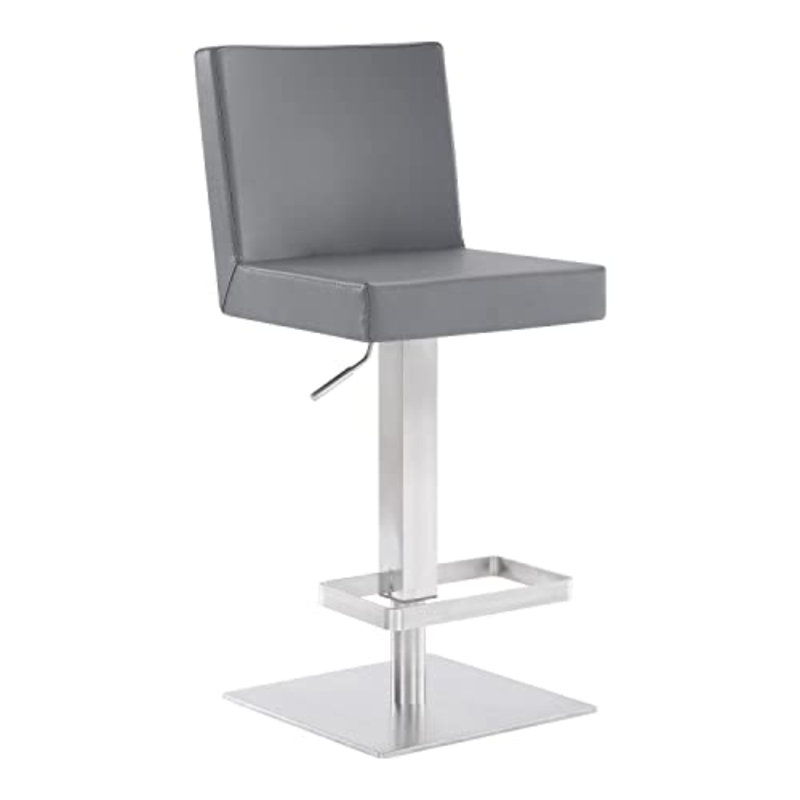 Tabouret de bar Bucoli, Acier inoxydable brossé, Gris