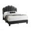 Lit double en tissu de laine gris anthracite