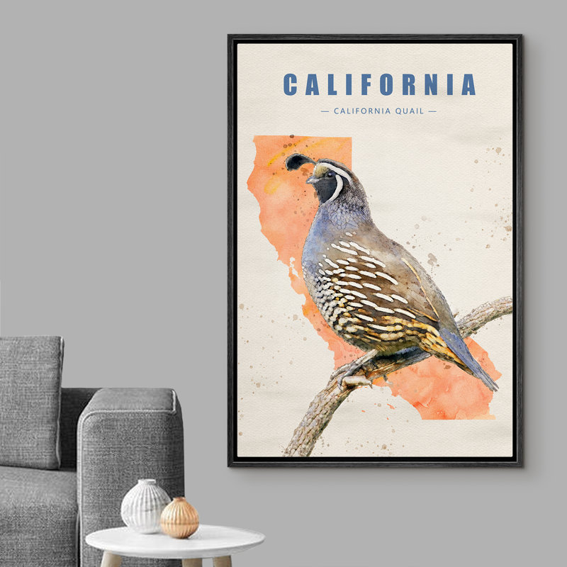 Oiseau caille bleu IDÉE4WALL, H 24 po x l 16 po x P 1,5 po, Noir