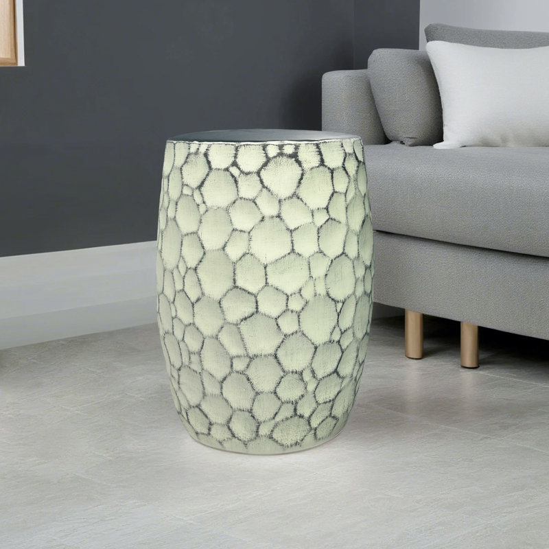 Tabouret en céramique de style nordique, Noir/crème