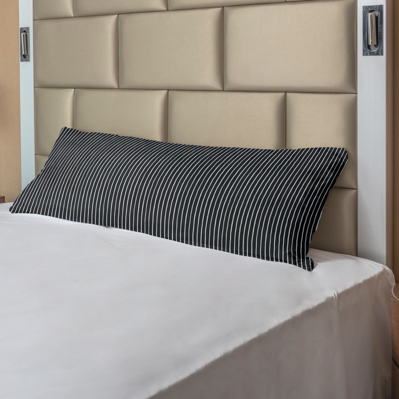 Black and White Striped Microfiber Body Pillow Cover with Zipper, 21" x 54"