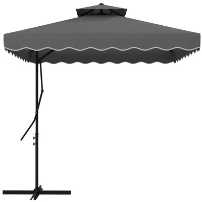 Outsunny 2.5m Cantilever Parasol with Easy Lever, Double Top