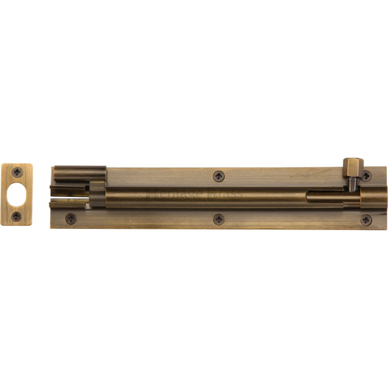 Heritage Brass Heritage Door Bolt Necked, Antique Brass, 10.16 cm H x 2.54 cm W