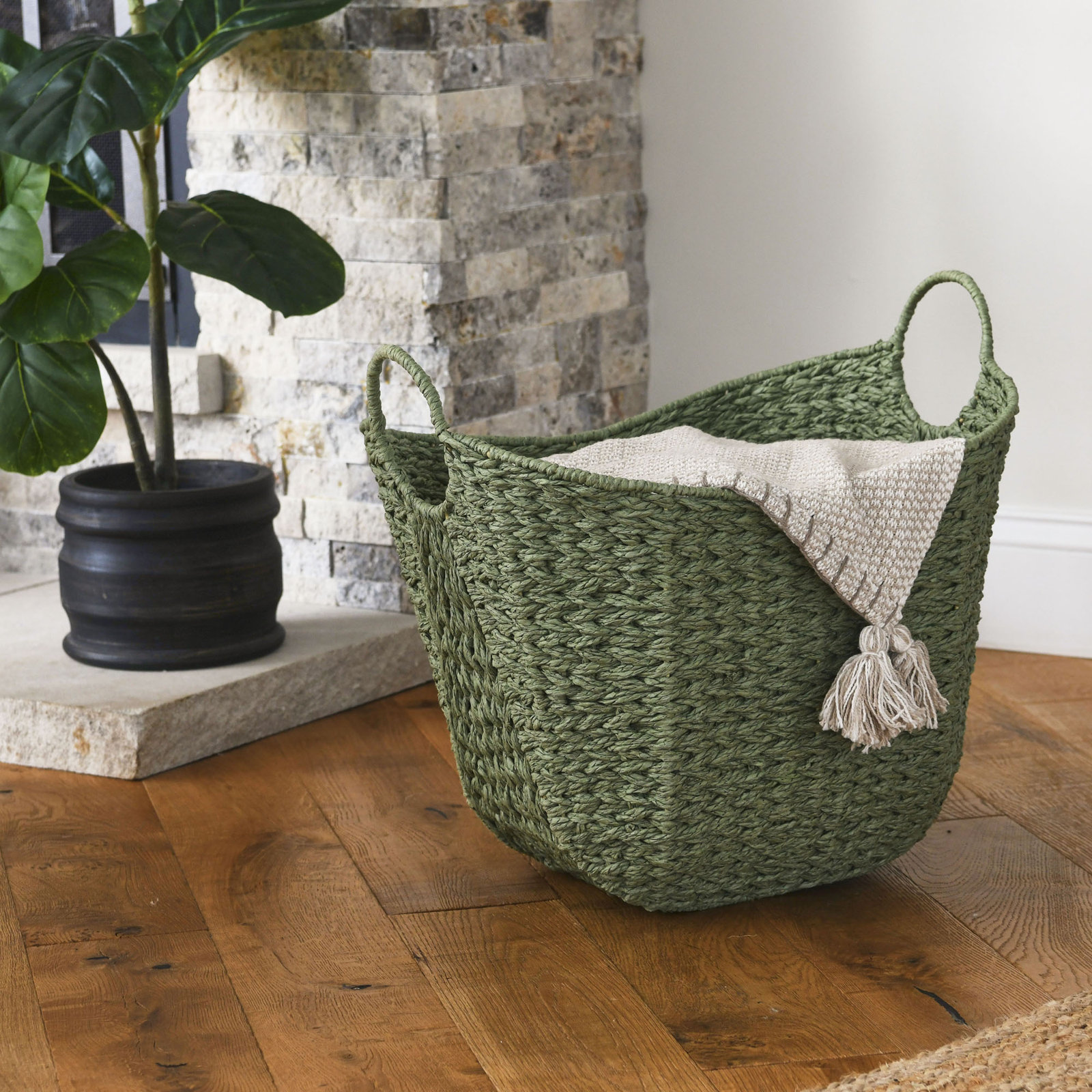 Jute Basket, Olive