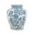 Porcelain Flower Vase with Floral Patterns - 9"Dia. x 11" - Blue /White