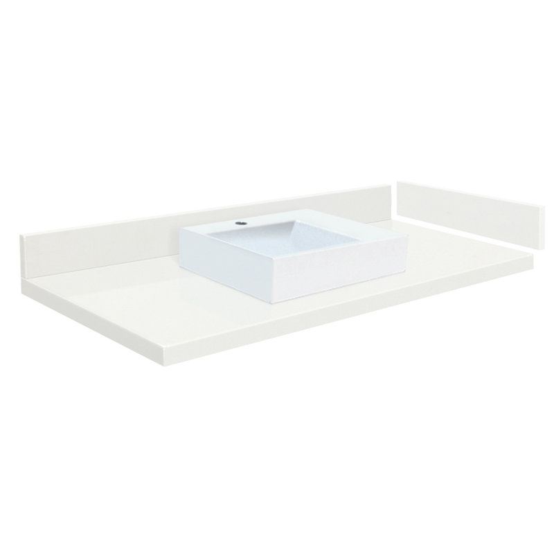 Plateau de meuble-lavabo simple 57,75 po Madison, Érable naturel / Blanc, Simple
