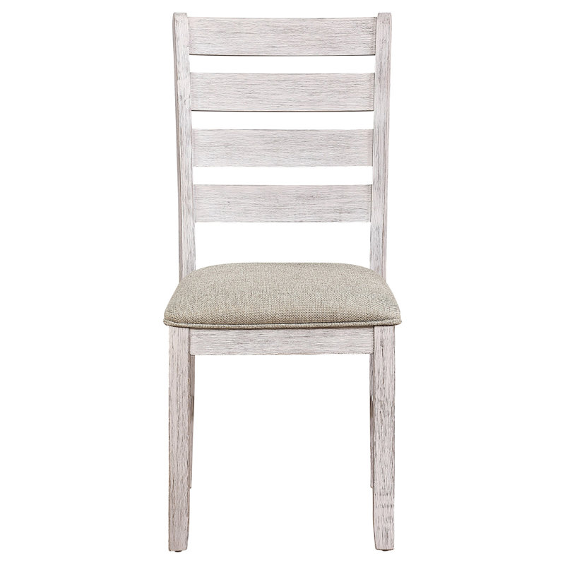 2 chaises de salle à manger 2 pièces blanc grisâtre avec revêtement en tissu, structure en bois