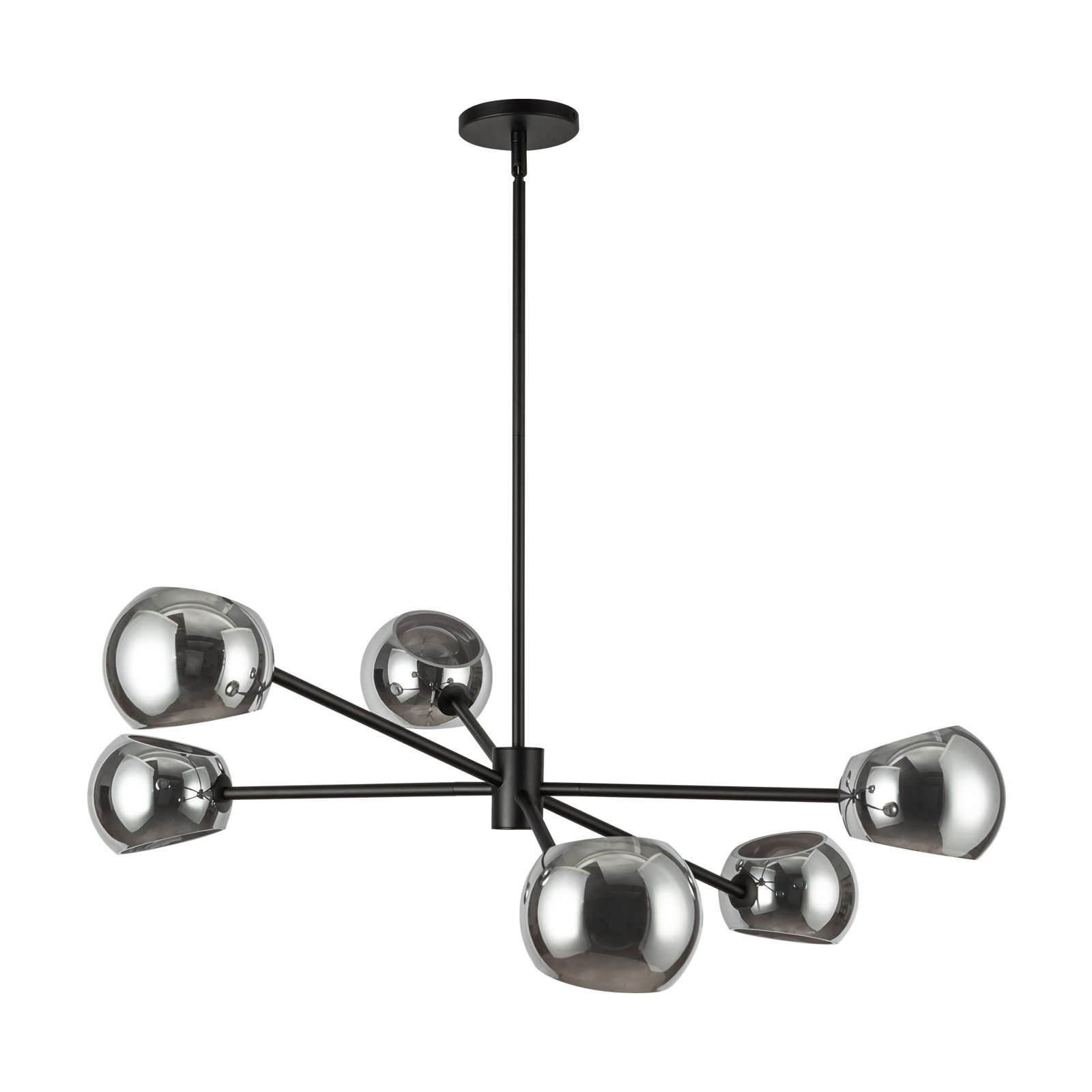 Willow 6 - Light Sputnik Chandelier, Matte Black, Smoke