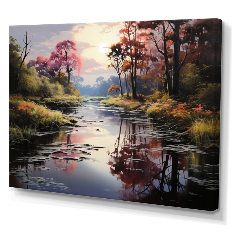 Green Canal Serenitys Reflection - impression, H 30 po x l 40 po x P 1,5 po, Toile tendue
