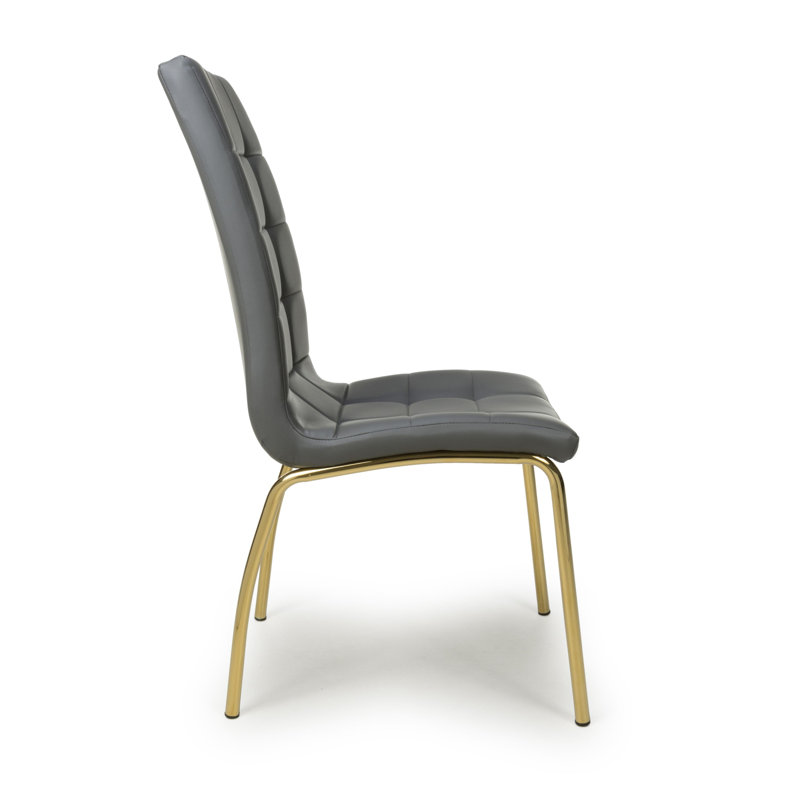 Jenner Leather Effect Dining Chair, Grey, Gold