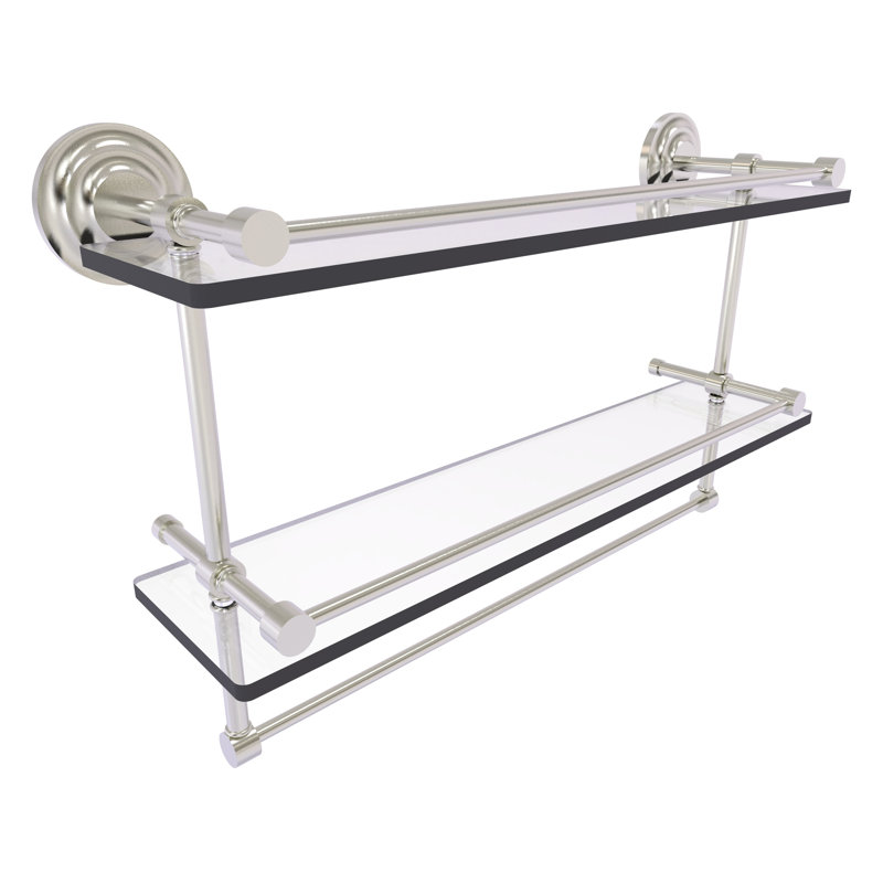 Étagère 2 pièces avec barre à serviettes leamore, Nickel satiné, H 12 po x l 22 po x P 5 po