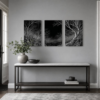 «Bare Trees and Thorns in Misty Forest», art mural sur toile