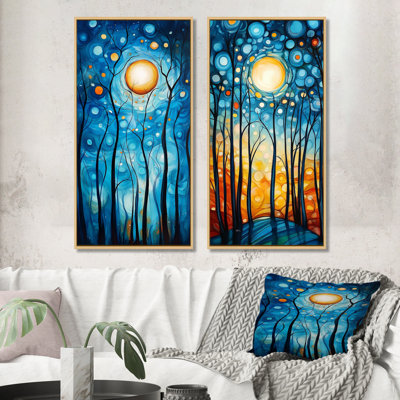 Promenade estivale au clair de lune en forêt I - Impression sur toile en 2 parties