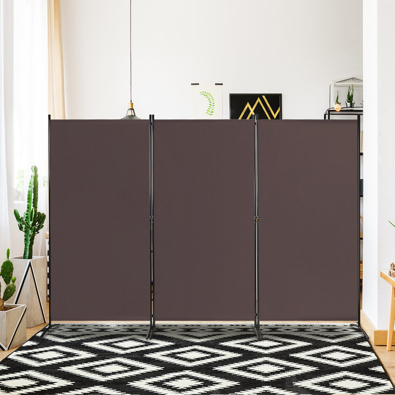 Ecevit 3 - Panel Folding Room Divider, 183cm H x 260cm W x 50.8cm D, Brown