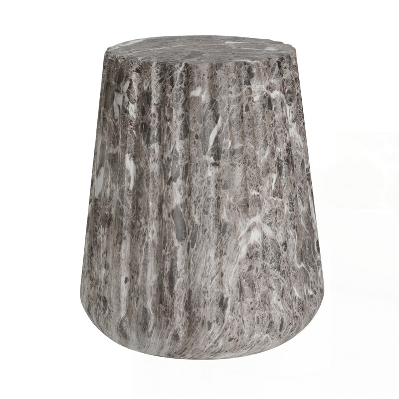 Outdoor Cleme Carved Side Table, Brown