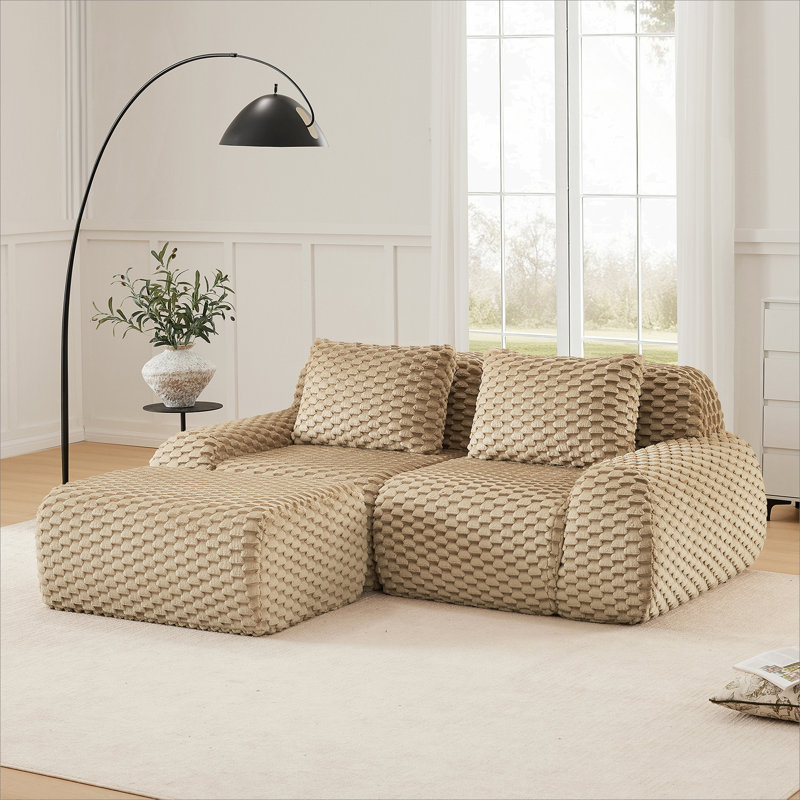 Canapé modulaire en L Boneless, H 33,1 po x l 81,9 po x P 69,3 po, 2, Chameau clair