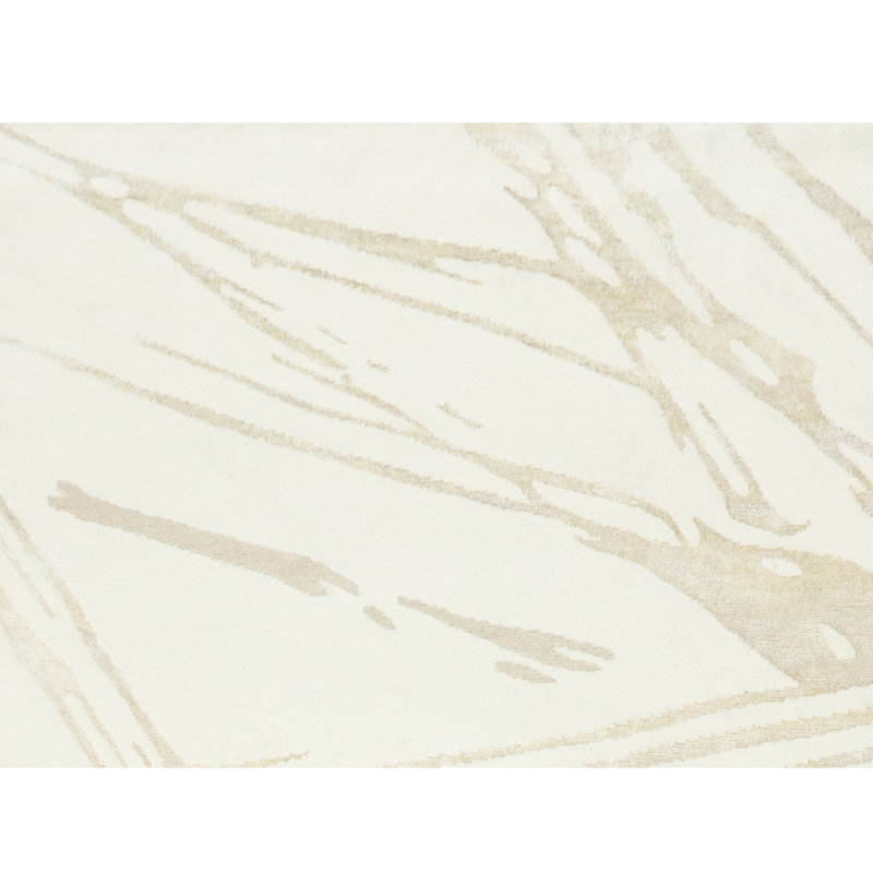 Hand Knotted Area Rug in White, Rectangle 8' x 10'