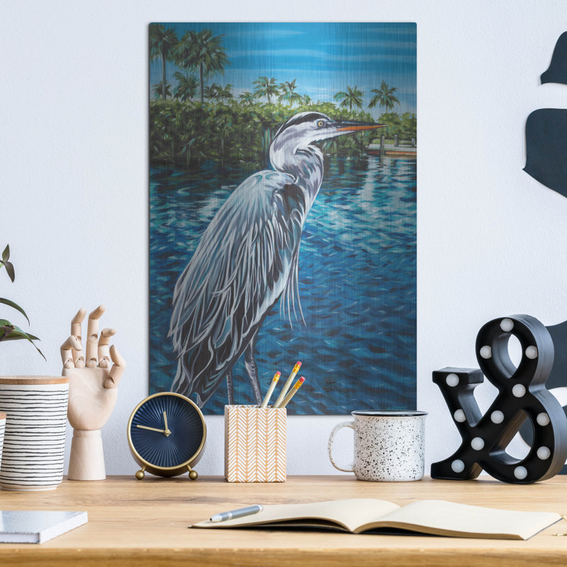 «Peaceful Heron I» par Carolee Vitaletti, H 16 po x l 12 po