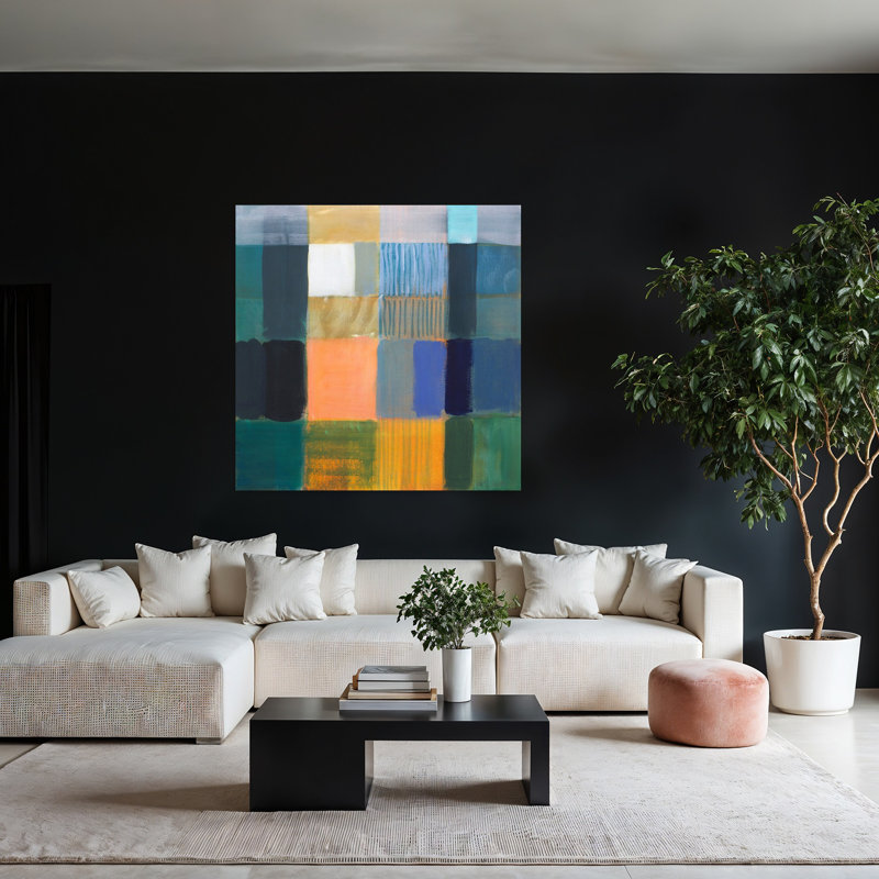Jamaïque, art contemporain abstrait, H 48 po x l 48 po