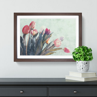 Bunch Of Pink Tulips Painting - Single Picture Frame Print on MDF