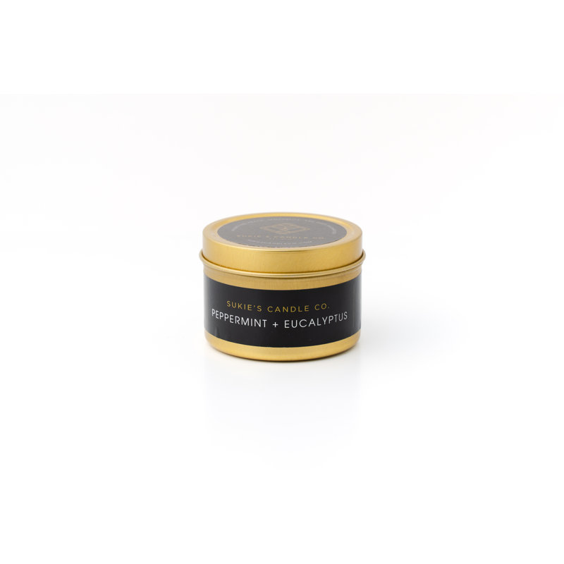 Bougie de voyage parfumée à la menthe poivrée et eucalyptus
