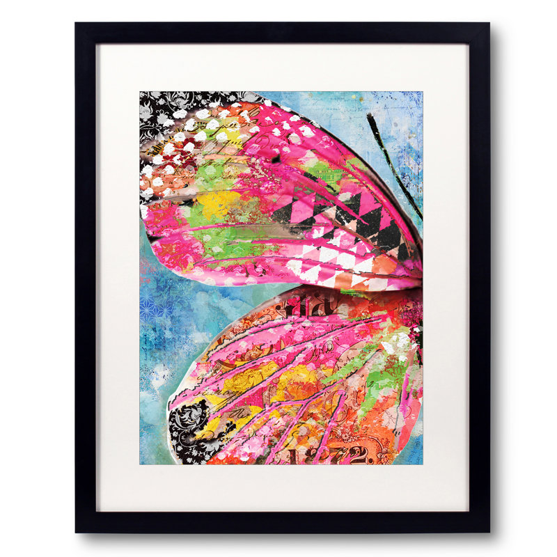 «Wonderland Butterfly Wing» par Jennifer Lambein - peinture, Papier avec cadre simple noir, H 30 po x l 24 po