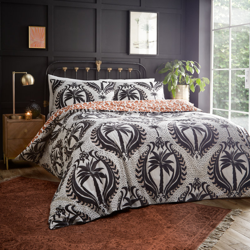 Laucala Cotton Blend Damask Duvet Cover Set with Pillowcases Included, Double Duvet Cover + 2 Standard Pillowcases
