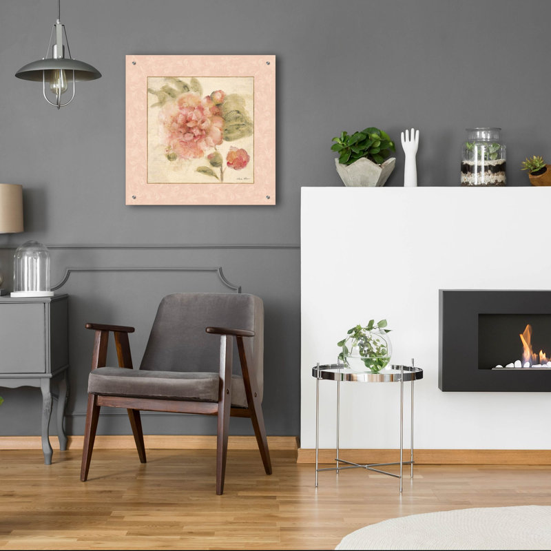 «Rose Acanthus 2» par Cheri Blum, art mural en verre acrylique, H 24 po x l 24 po x P 0,2 po