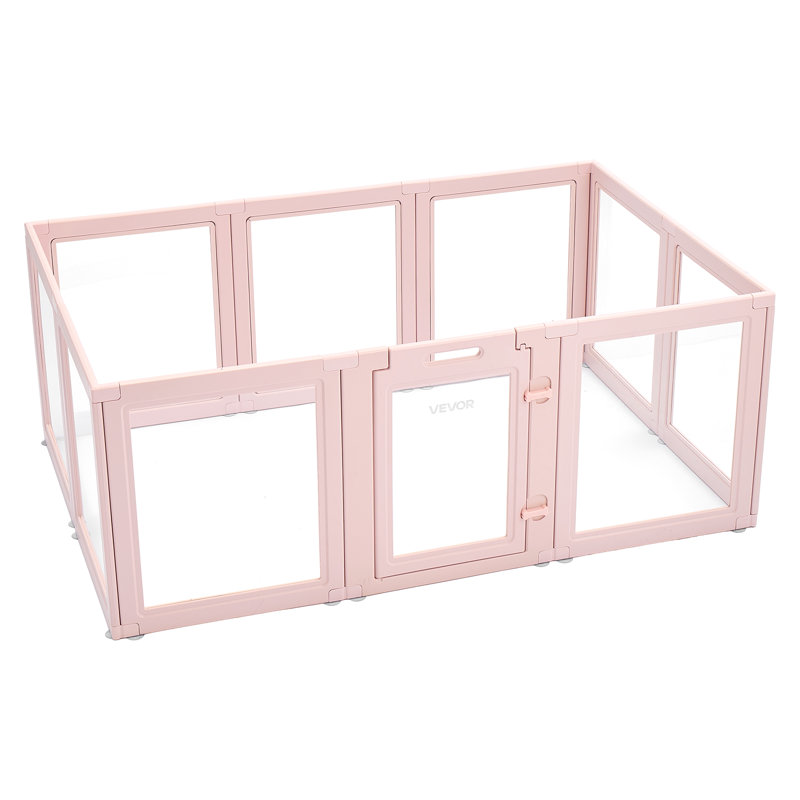 Boîte de mise-bas pour chien avec fenêtre transparente pour chien de taille moyenne , Rose / transparent