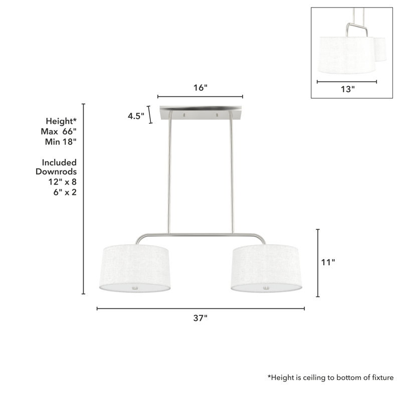 Cottage Hill 4 - Light Linear Shaded Drum Pendant, Brushed Nickel