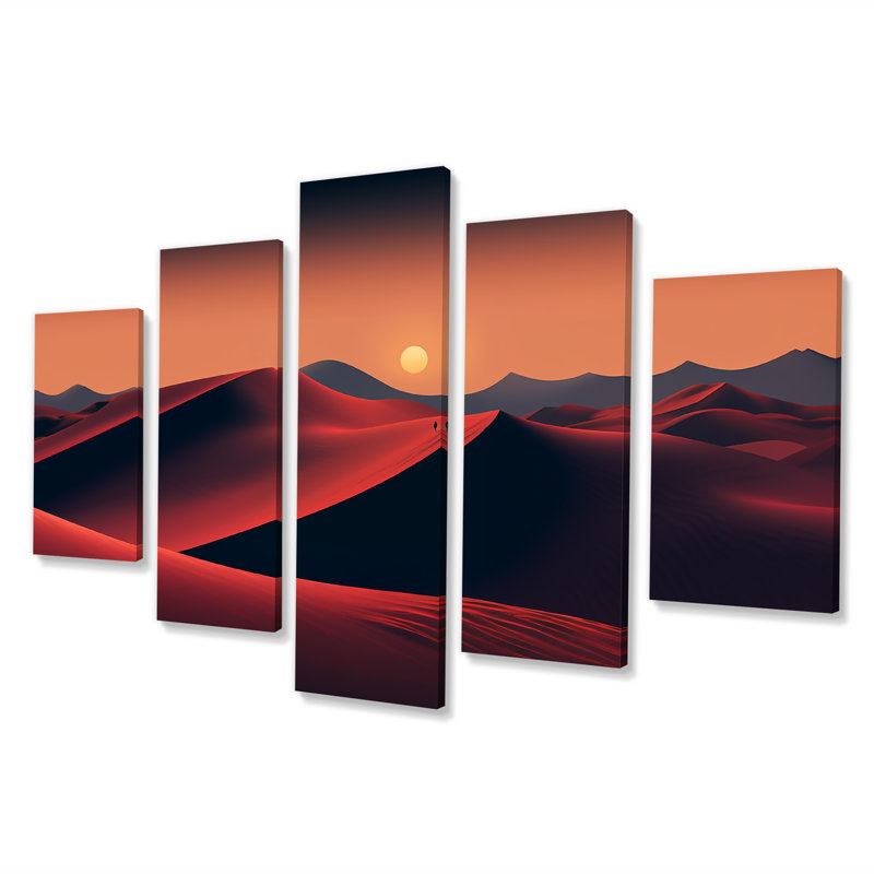 «Orange Sahara Desert Sand Dunes II», art mural multicolore sur toile